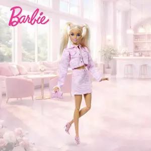 [BARBIE] 디럭스 스타일 핑크 데님 크롭 자켓 럭셔리 스트릿룩 바비인형