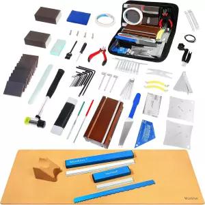 true키온 종합 루시어스 도구 키트 완전 기타 수리 유지보수 작업 매트가 있는 프로 설정 및 작업대용 렌치