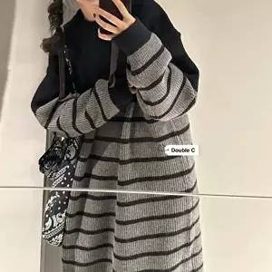 롱니트 G126477 오버핏 단가라 박시 니트원피스