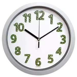 잔디 디자인 벽시계 28cm 실버톤 저소음 인테리어 시계 한국산