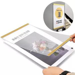 부착용꽂이 A4 자석프레임 금색 아크릴 자석액자 게시물 광고