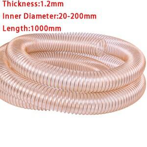 투명 PU 튜브 먼지 흡입 진공 연기 배기 호스 파이프 에어 1m x 1.2m 두께 내경 25-80mm
