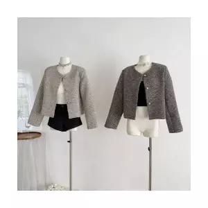 마킷5 여성코트 모직 따스한 그레이 쇼트 싱글 코트 가을 오피스룩 트렌치 프렌치 톱 JEN3