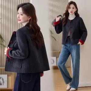 마킷5 모직 울 가을 쇼트 겨 따스한 코트 리버시블 깊은 여성코트 JEN3