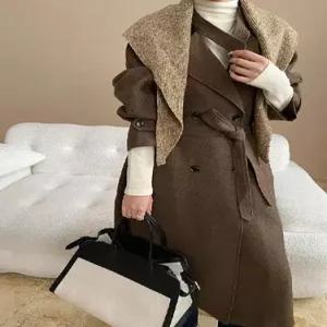 마킷5 모직 더블 따스한 스타일링 숄 여성코트 코트 JEN1