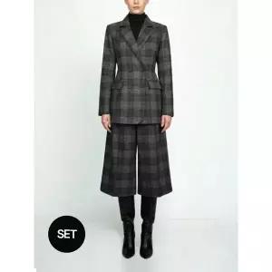 [아웃도어스/헤레이스]체크 더블 자켓+7부 바지 셋업_YMSH25FW3034