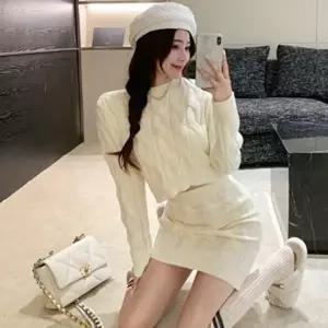 니트원피스 핏좋은 니트탑 3칼라 투피스 니트스커트 세트 니트 여