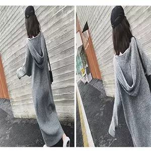 빅사이즈니트원피스 W00263 넓은골지 후드 롱니트원피스 스웨터 긴팔니트