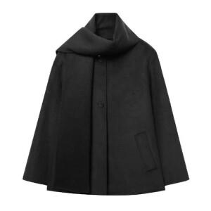 마킷5 울 여성용 캐주얼 숏 혼방 코트 모피코트 머플러 JEN1