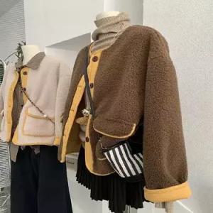 마킷5 여사친 세무 긴팔 블레이저 모피코트 플랩 싱글 라운드 포켓 코트 JEN1