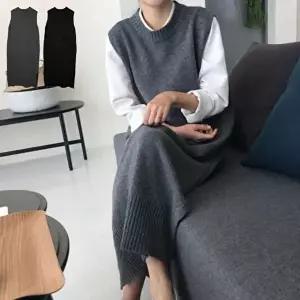 슬림 라운드넥 여성 루즈 롱 니트 원피스 LEDRSIS095 루즈핏 브이넥 사이즈 여름  S 휴양지