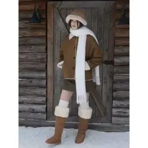 마킷5 여성용 스웨이드 모피코트 도톰한 바로가기모 코트 퍼 JEN1