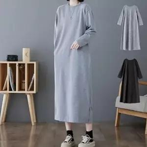 LED 데일리 여성 라운드 맨투맨 원피스 LEDRSIS096 플 롱 호캉스 하객 카라 트임 찰랑핏 미니 라운