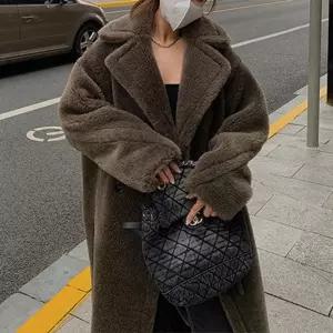 마킷5 모피코트 퍼 코트 모조밍크 따뜻한 여자 롱 울 100%양털 JEN1