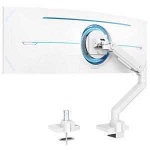 17 49인치 헤비 듀티 모니터 최대 조절 데스크 화이트 클램프 가능한 울트라와이드 100x100mm 완전히 75x75 화면 마운트 VESA 싱글 44파운드 스탠드