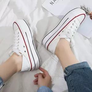 통굽 패션 깔끔한 스니커즈 여성 뮬 디자인 키높이여자캔버스화 캔버스화 높이 높이화 플랫폼 호피운동화