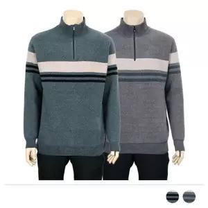 MTSS24084 포아브 스트라이프 반폴라 집업 긴팔 니트니트티 터틀넥 니트 남자