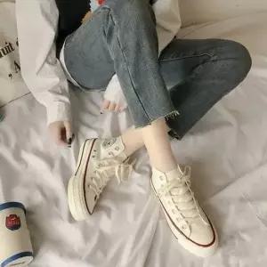 여성 키높이 캐주얼 하이탑 스니커즈 캔버스 운동화 어글리슈즈 여성스니커즈 슬립온