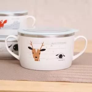 알프스팜스토리 라면기 650ml스텐그릇 접시 라면 어린이식 키즈식 스텐