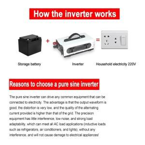 순수 사인파 인버터, 휴대용 보조배터리 변환기, 태양광 DC 12V-AC 110V, 220V, 1550W, 3100W