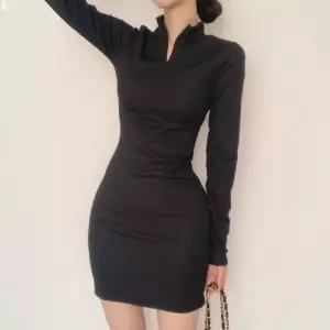 지퍼넥 캐주얼 슬림핏 원피스 SLT-N06미니 긴팔라인 패션