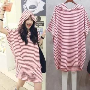 스트라이프 후드 원피스 DHH-B49줄무늬 캐주얼 패션 여성