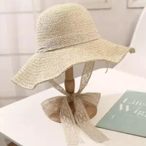 ( )밀짚챙모자 벙거지모자 리본스타일 데일리룩 턱끈조절가능 햇빛가리개모자 여자여름모자 해수욕장모자