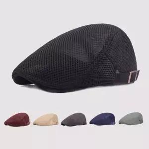 통기성 남성용 베레모 할아버지모자 중년남성모자 남성모자 메쉬 화가 빵모자 모자 여름 원픽