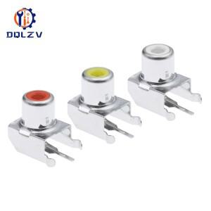 로터스 호환 시트 AV 소켓 4핀 RCA 단일 구멍 PCB 납땜 오디오 비디오 암 커넥터 니켈 도금