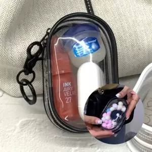 ( )투명 PVC 솜인형 파우치 원형 블랙 투명파우치키링 투명인형파우치 투명키링파우치