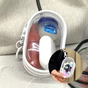 ( )투명 PVC 솜인형 파우치 원형 화이트 인형파우치 pvc파우치 pvc투명파우치