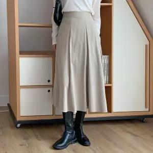 [하프클럽/]여자 백밴딩 캐쥬얼 반플리츠 롱스커트