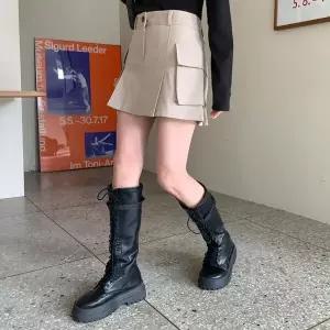 [하프클럽/]여자 면원단 백밴딩 건빵 아코디언 숏스커트