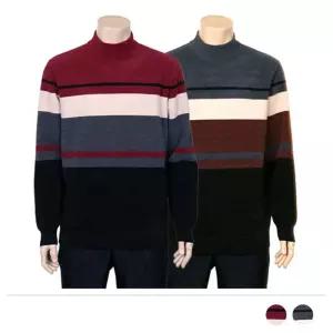 MNT23004 프리엄 반폴라 배색 니트(씨즌종료내년에재진행)가로줄 넓은 남성캐주얼 남자티 데일리 겨울 스트