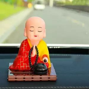 목탁치는스님 노호혼 태양열 동자승인형 인테리어 스님인형 태양열인형 용품