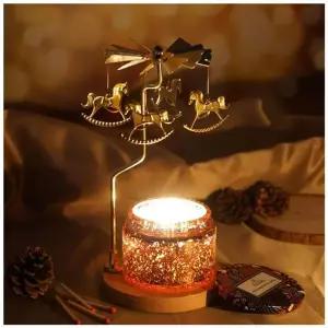 로맨틱 회전 캔들모빌 6종 원목트레이 마그넷 캔들 홀더 분위기 장식 연말선물 홈데코 인테리어소품 들장식