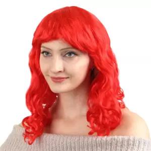 긴파마가발 - 레드촬영용가 변장용가 변신가 할로윈가 파티가 용가 소품 코믹의상 펌가 헤어가