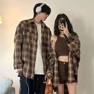 쇼렌 오버핏 체크 타탄 셔츠 남방 SD-260154 긴팔 반팔 커플 예쁜