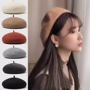 귀여운 여성 가을 겨울 외출 패션 모자 울혼방 베레모 여자 울베레모 모직 니트 빵모자