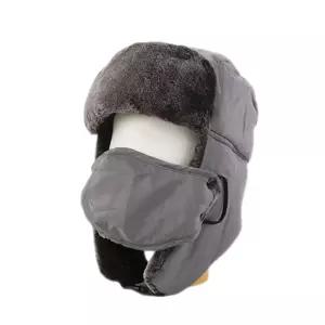 방한모 마스크 2PCS 1세트 플러쉬 방한모자 그레이자