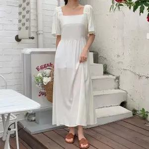 [하프클럽/]여자 스퀘어넥 허리 스트랩 페미닌 플레어 롱원피스