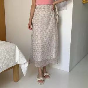 여자 뒷밴딩 빈티지 수채화 플라워 쉬폰 롱스커트