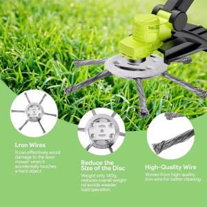 LUSQI 2PC 스틸 와이어 잡초 제거 브러시 잔디 깎는 기계 트리머용 고강도 디스크 이끼 도구