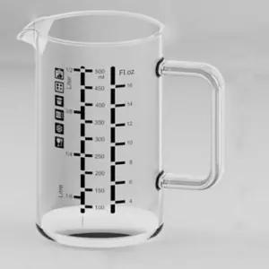 시맥스 유리 계량컵 비커 용량 제빵 500ml 주방 다용도 가정용 플라스틱 손잡이 눈금 투명