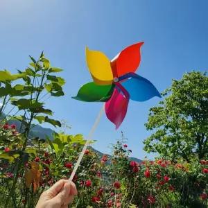 오색 바람개비 정원 장식용 스피너