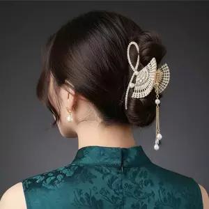 화려한 외출 샤링 지르코니아 참 골드 집게핀 모음전 B악어 헤어 큰핀 반묶음 올림머리 고정 머리 클립 왕