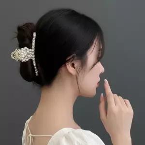 화려한 외출 샤링 지르코니아 참 골드 집게핀 모음전 D악어 헤어 큰핀 반묶음 올림머리 고정 머리 클립 왕