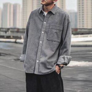 겨울남방 가을 남자 코듀로이 골덴 긴팔 셔츠 블랙 캐주얼 워크 남성 레이어드