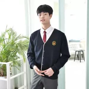 교복몰 프리미엄 네이비 목 흰줄 남자 가디건 테마교복 코스프레 코스튬 의상 배색라인 파티 디건 남학생