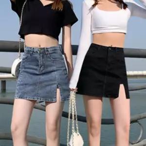 속바지 청치마 데님 미니 스커트여성 캐주얼 트임 스커트